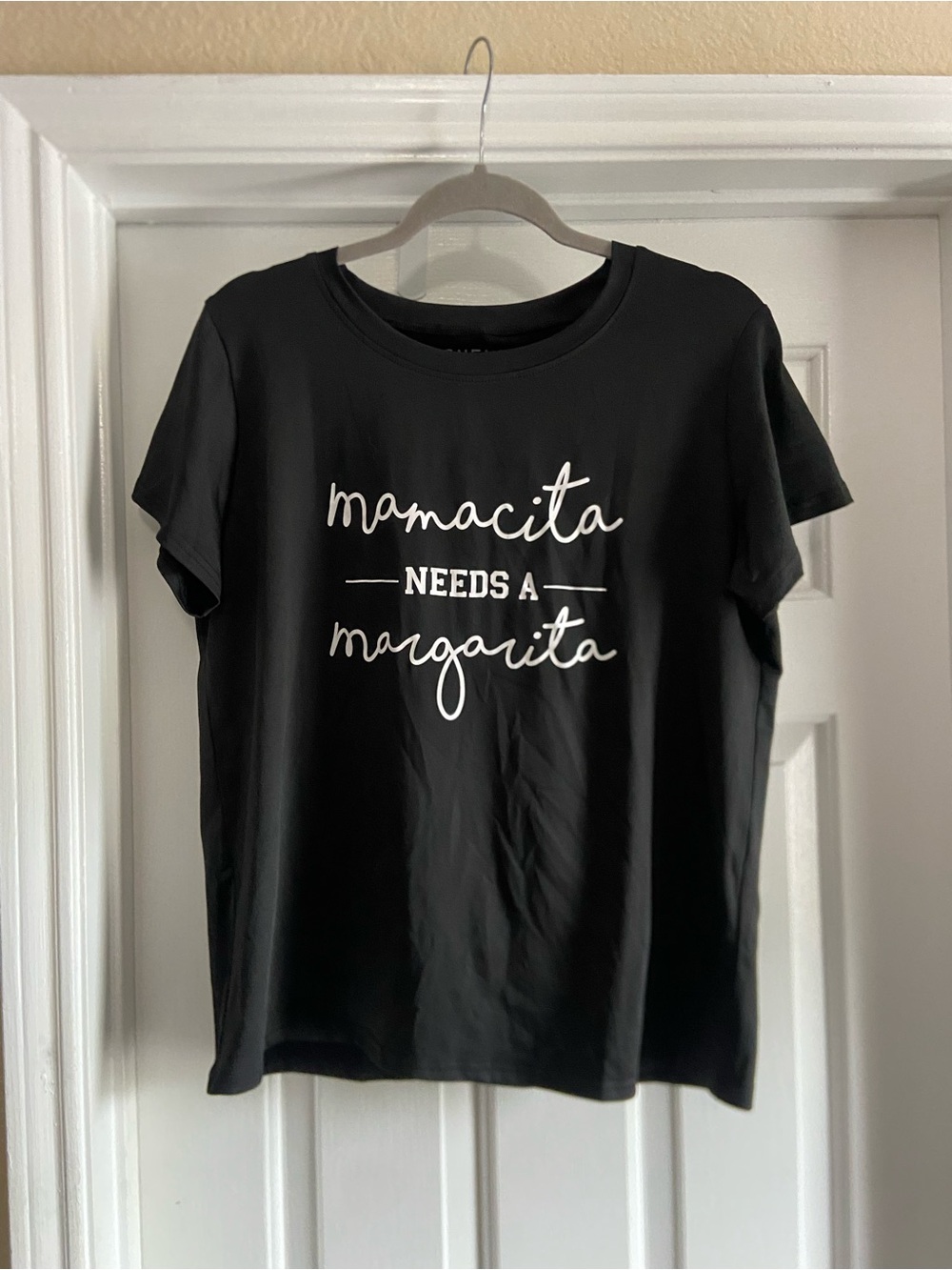 SHEIN Black 'Mamacita Needs a Margarita' Short Sleeve Tee